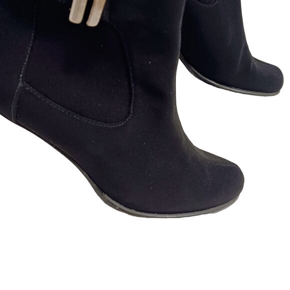 Stuart Weitzman Ankle Boots Neoprene Gore-Tex Sz 7 Black WATERPROOF Buckle Goth - Picture 3 of 16